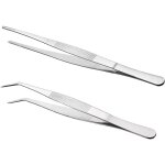 2 paires pince de precision, pince brucelle, pince droite en aacier inoxydable, pince  mousser incurve ...