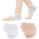 2 paires prot�ge talons en gel (blanc et nu), manches de talon silicone doux et respirant avec trous, ...