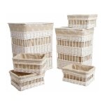 2 paniers  linge + 4 corbeilles en osier (lot de 6)