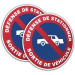 2 panneaux signalisation 'd�fense de stationner - sortie de v�hicules' ?200 mm pvc rigide adh�sif 1 mm ...