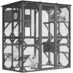 2 paquets catio en bois 562 pour chats - grand catio de 70  avec acc�s par fen�tre, enclos ext�rieur ...