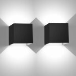 2 pcs 12w applique murale led haut bas int�rieur noir moderne aluminium luminaire murale pour salon chambre ...