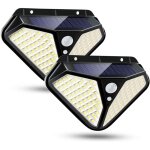 2 pcs applique murale solaire, 102 led d'ext�rieur, �tanche ip65, d�tecteur de mouvement, 3 modes d'�clairage, ...