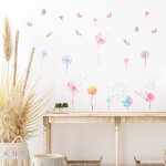 2 pcs autocollant mural fleur stickers muraux pissenlit color� stickers muraux papillon plante pour salons ...