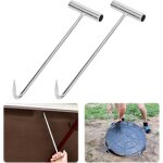 [jamais utilis]2 pcs crochet pour couvercle de regard 30 cm cle levage plaque pour plaque egout, crochet ...
