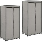 2 pcs garde - robes gris 75x50x160 cm vidaxl
