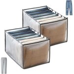 2 pcs jeans organisateur rangement pantalon de tiroir armoire pliable en maille, s�parateurs de bo�te ...
