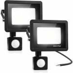 2 pcs lampe de s�curit� 20w avec d�tecteur de mouvement pir, projecteur � led intelligent, lumi�res exterieur ...
