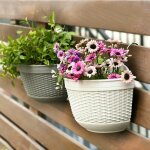 Vurahome - 2 pcs pots de fleurs de garde - corps suspendus en plastique avec crochet, support de pot ...
