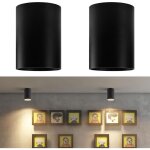 2 pcs spot plafond noir en saillie, douille gu10, spot plafonnier rond spot saillie en aluminium moderne ...