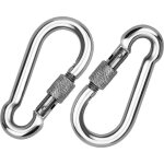 2 pi�ces 304 mousqueton en inox, mousqueton � vis en acier inox, mousqueton en acier inox, pour accrocher ...