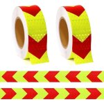 2 pices 3m 50mm jaune ruban rflchissant auto - adhsif avec flches, ruban d'avertissement pour panneaux ...