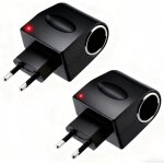 2 pi�ces adaptateur allume - cigare prise secteur, convertisseur 220v 12v, transformateur 220v vers 12v ...