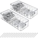 2 pi�ces bo�te de rangement pour c�bles 8 compartiments bo�te de c�bles transparent avec 20 attaches ...