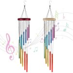 2 pi�ces carillon exterieur, carillon a vent exterieur avec 12 tubes en aluminium, carillons d�coratifs ...