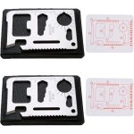 2 pi�ces carte multifonction de survie 11 en 1 outil multifonction au format de carte de cr�dit outil ...