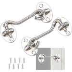 2 pi�ces, crochet fermeture porte, serrure � crochet de porte en acier inoxydable argent, avec vis de ...