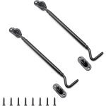 2 pi�ces crochet porte noir, crochet de porte en acier inoxydable de 205 mm avec ?illet, crochets de ...