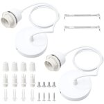 2 pi�ces e27 cable suspension luminaire blancs, c�ble r�glable 100cm, compatible, cache fil pour lustre, ...