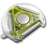 2 pi�ces �plucheur de pommes 3 en 1 ? lames multifonctionnelles � commutation facile par bouton, poign�e ...