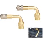 2 pi�ces extensions de valve en cuivre 90 degr�s, valve coud�e moto, valve pneu voiture, embout gonflage, ...