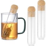 2 pi�ces filtre en verre, infuseur � th� en verre r�sistant � la chaleur, tea strainer avec li�ge, pour ...