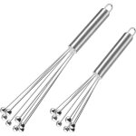 2 pi�ces fouet bille acier inoxydable, fouet manuel ensemble de fouets pour cuisiner batteur � main pour ...