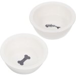 2 pi�ces gamelles c�ramiques pour animaux bols doubles pour chiots et chats