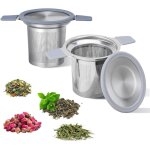 2 pices infuseur th en acier inoxydable, filtre th avec deux poignes en silicone et couvercle, rutilisabl ...