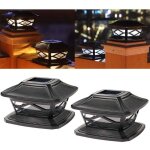 2 pi�ces lampes de poteau de chapeau solaires ext�rieures lumi�res de poteau led �tanches lampadaires ...