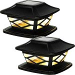 2 pi�ces lampes de poteau de chapeau solaires ext�rieures lumi�res de poteau led �tanches lampadaires ...