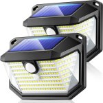 2 pices lampes solaires d'extrieur 178 led avec dtecteur de mouvement ip65, applique murale tanche, ...
