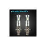2 pices (lumire blanche) h1 ampoules de phares led 6000k feux de route et feux de croisement 100w antibrouil ...