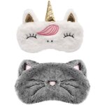 2 pi�ces masque de sommeil licorne 3d doux moelleux dessin anim� masque pour les yeux �lastique couverture ...