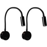 2 pi�ces noire lampe de lecture murale 3w, flexible cou r�glable applique lampe de bureau en aluminium, ...