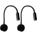 2 pi�ces noire lampe de lecture murale 3w, flexible cou r�glable applique lampe de bureau en aluminium, ...