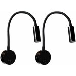 2 pi�ces noire lampe de lecture murale 3w, flexible cou r�glable applique lampe de bureau en aluminium, ...