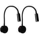 2 pices noire lampe de lecture murale 3w, flexible cou rglable applique lampe de bureau en aluminium, ...