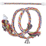 2 pi�ces perchoir � corde color� avec clochette - jouet d'escalade en coton pour perroquets et oiseaux ...