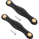 2 pi�ces poign�es cuir r�tro pu pour meubles lot de poign�es vintage pour tiroirs armoires placards et ...