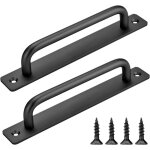 2 pi�ces poign�e de porte grange en noire, poign�es de porte int�rieure ext�rieure avec vis, pour cuisine, ...