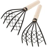 2 pi�ces r�teau � palourdes acier avec filet outil creusage coquillages