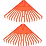 2 pi�ces r�teau � plastique pour jardinage r�teau de pelouse portable avec dents outil de nettoyage des ...