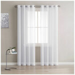 2 pi�ce rideau voilage blanc 140x225 cm � oeillet semi - transparent en effet lin d�corations d'int�rieur ...
