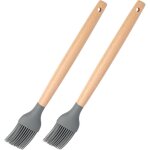 2 pinceaux silicone 20 cm ? bambou ? vegan / bpa - free ? r�siste 200�c ? alimentaire