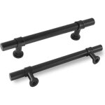 2 poignes noir mat pour armoires, cuisines et tiroirs. entraxe des trous : 128 mm. fabriques en alliage ...