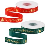 2 rouleaux ruban polyester rouge vert 2 cm x 20 m, emballage cadeau bricolage d�coration no�l