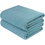 - lot de 2 serviettes de bain en microfibres - s�che rapidement / ne peluche pas - tissu alv�ol� - vert ...