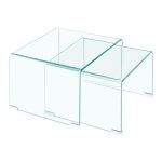 Meubletmoi - 2 tables d'appoint gigognes l. 50 cm en verre tremp - ice