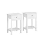 Yaheetech - 2 tables de chevet en blanc bout de canap� table d'appoint avec 1 tiroir et 1 �tag�re de ...